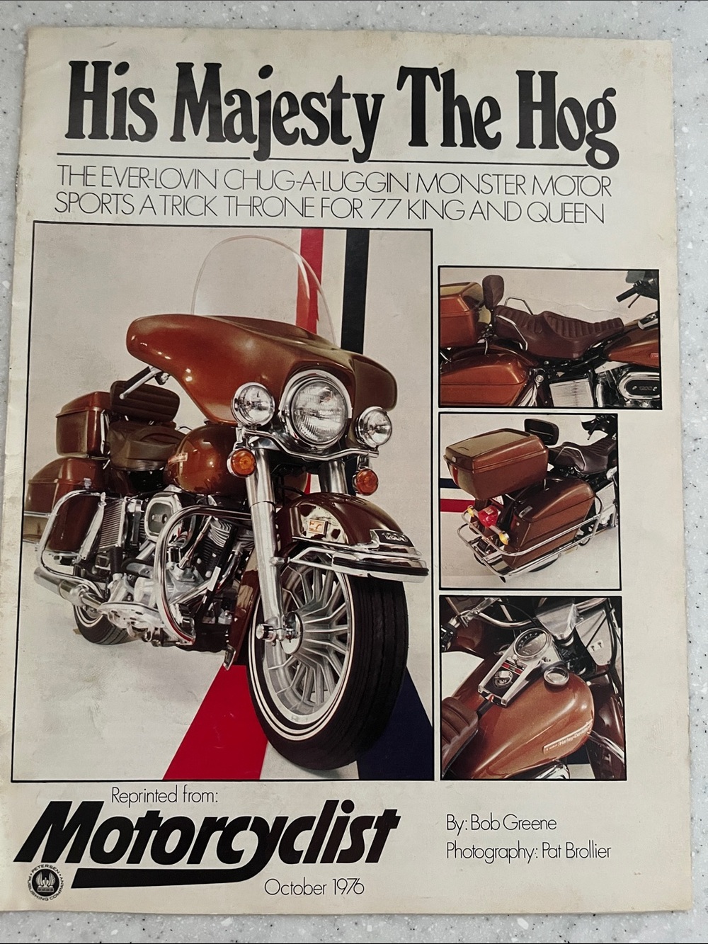 Reprint Oct 1976 His Majesty The Hog Vtg Harley Davidson Ephemera Hammond, IN